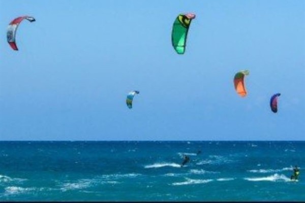 Kiteboarding on a windy day