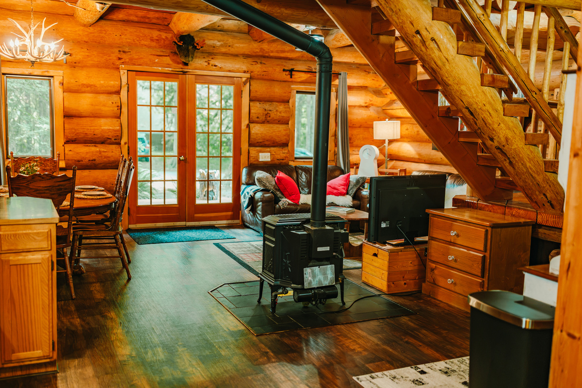 Living room with wood stove