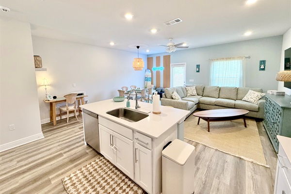 View of the great room from the kitchen