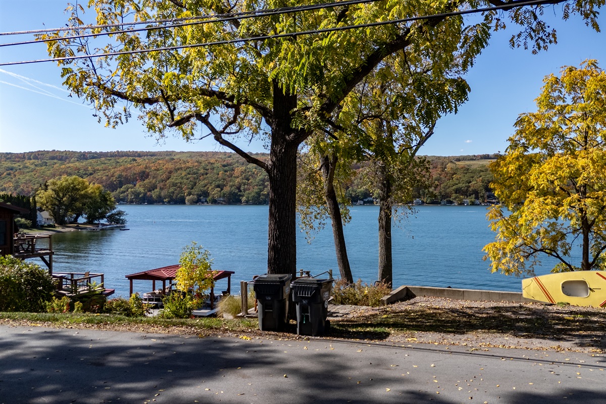 Expansive lake views framed by tall trees — unwind beneath the canopy and take in the Finger Lakes magic