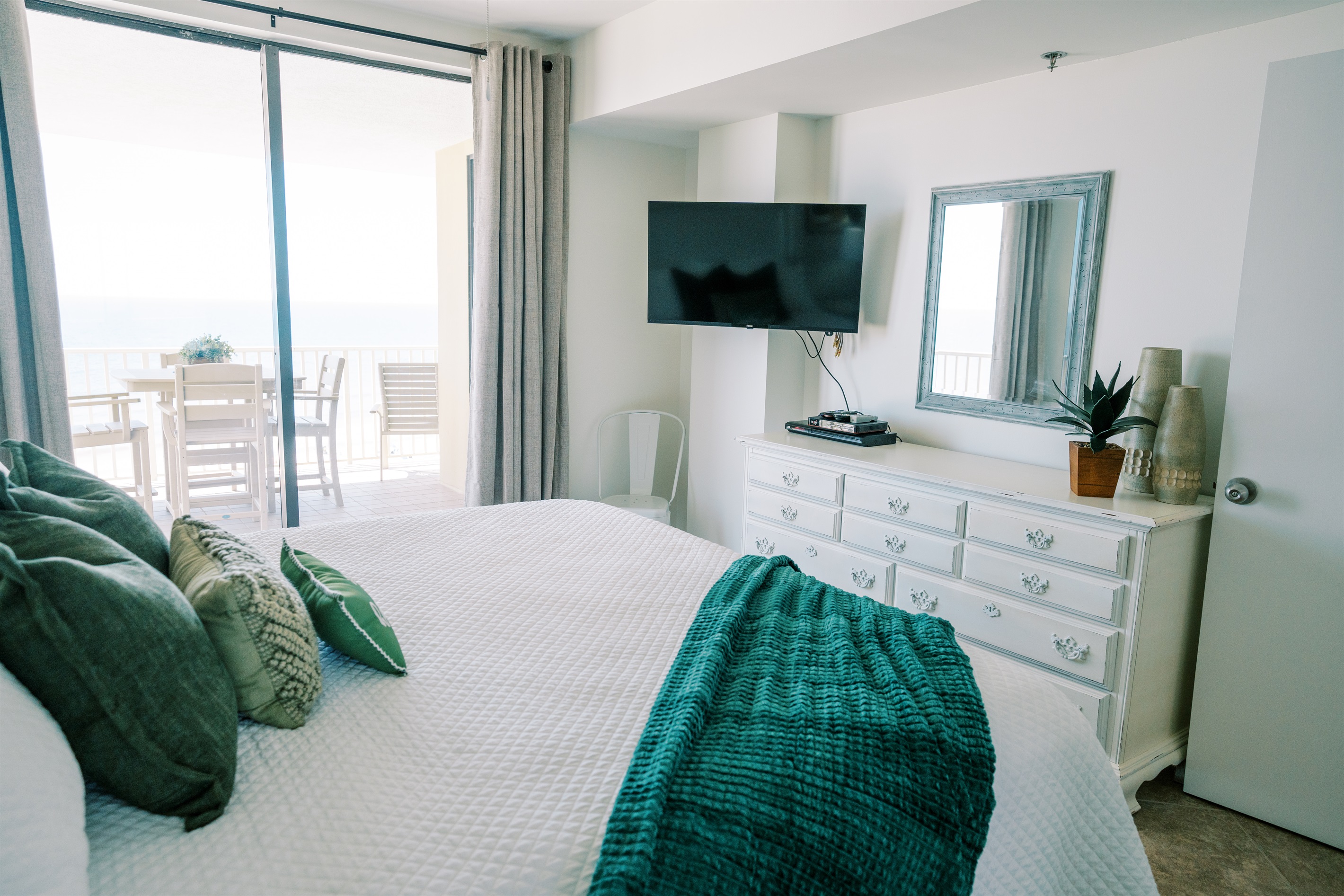 Bright and airy during the day, and blackout curtains for extra deep sleep!