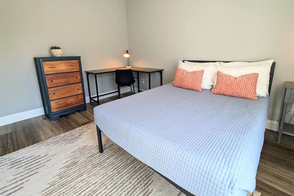 Right side of duplex - Double bedroom with desk