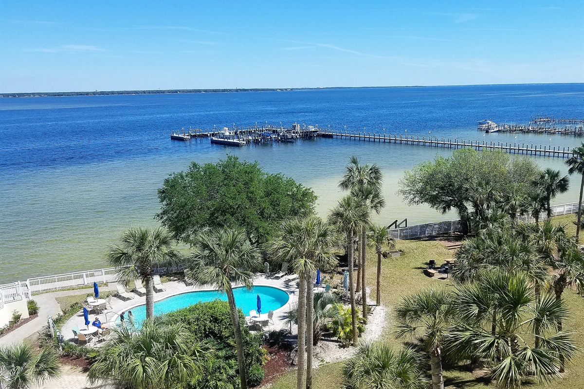 View of pier for private heated pool for Heron building