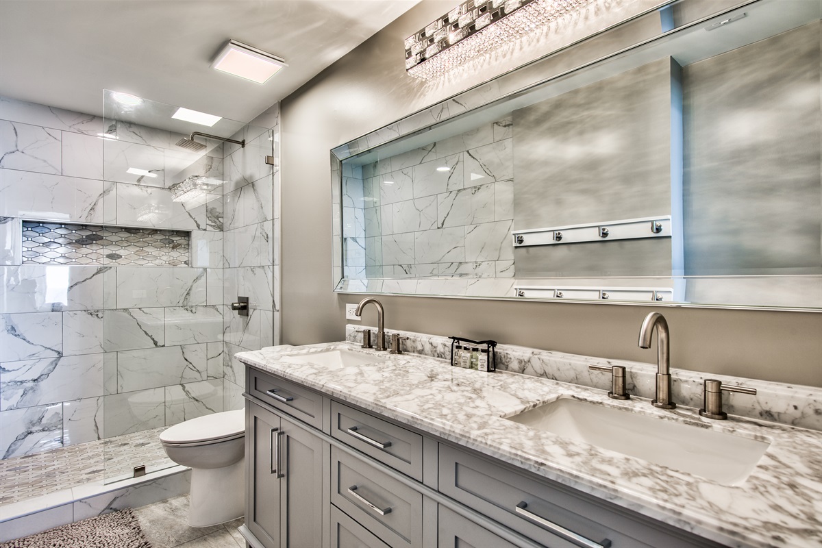 Master attached bathroom with walk-in shower