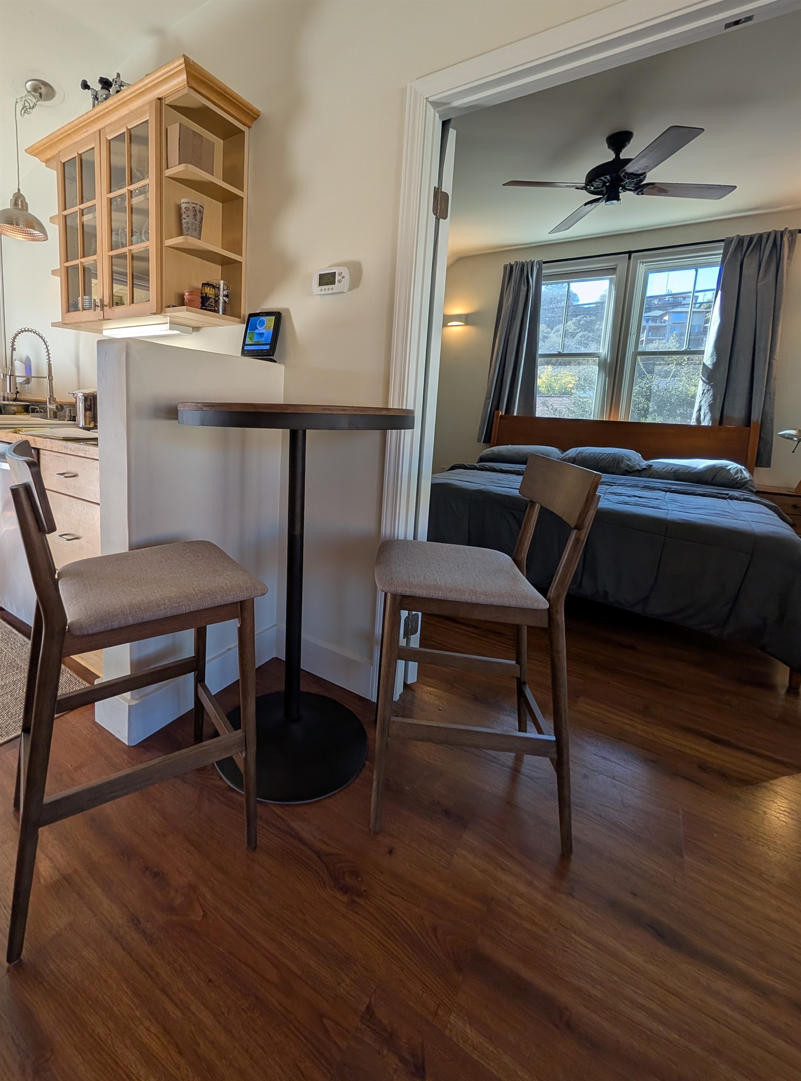 dining area, bedroom has French doors