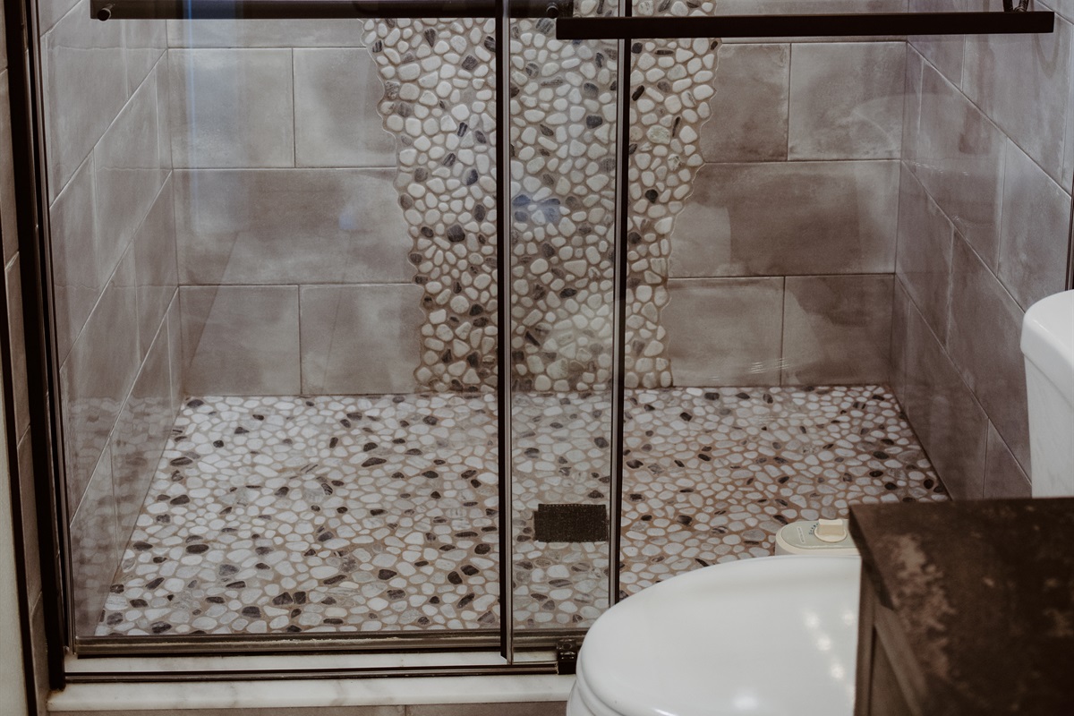 Rinse away the day in this walk-in shower.