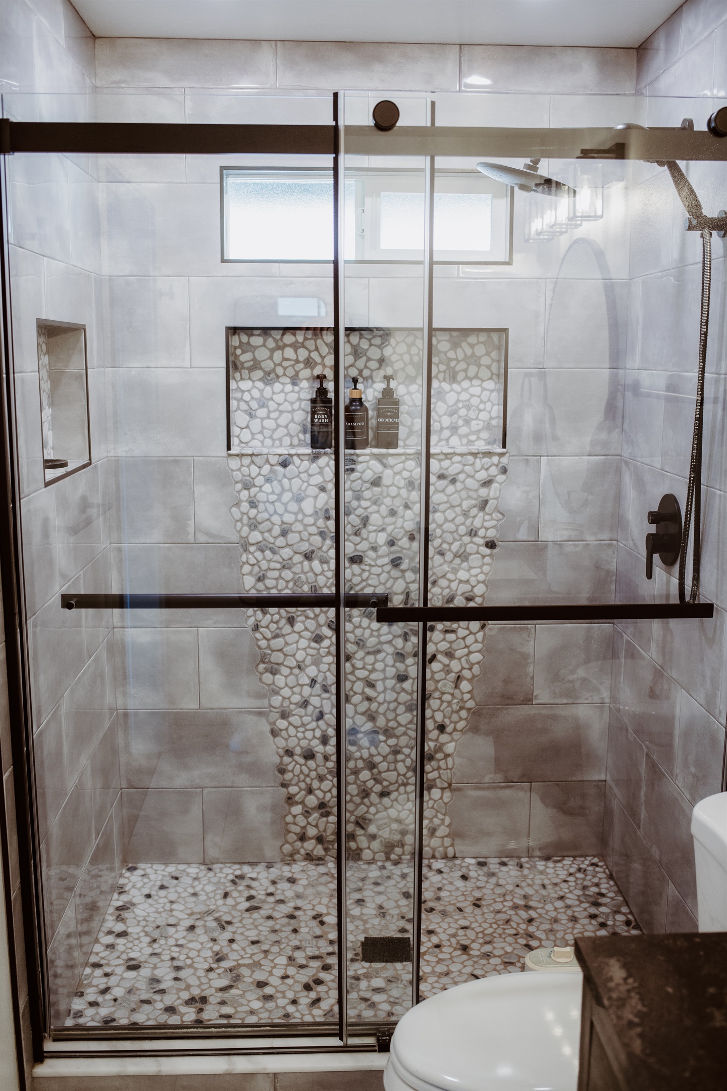 Rinse away the day in this walk-in shower.