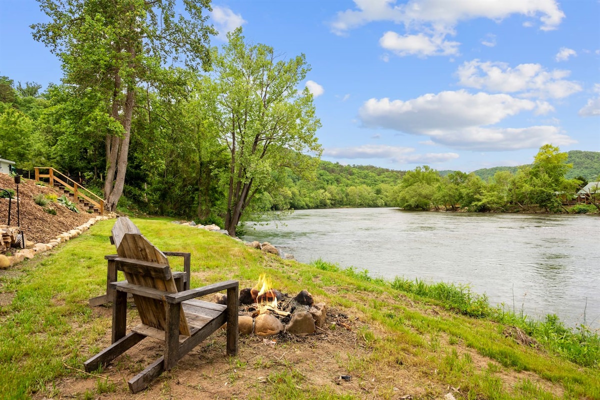 Riverfront fire pits are the best! You may never want to leave this spot.