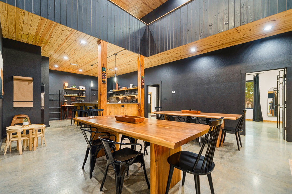 With ample seating and warm wood tones overhead, this dining space invites everyone to slow down and enjoy time together.