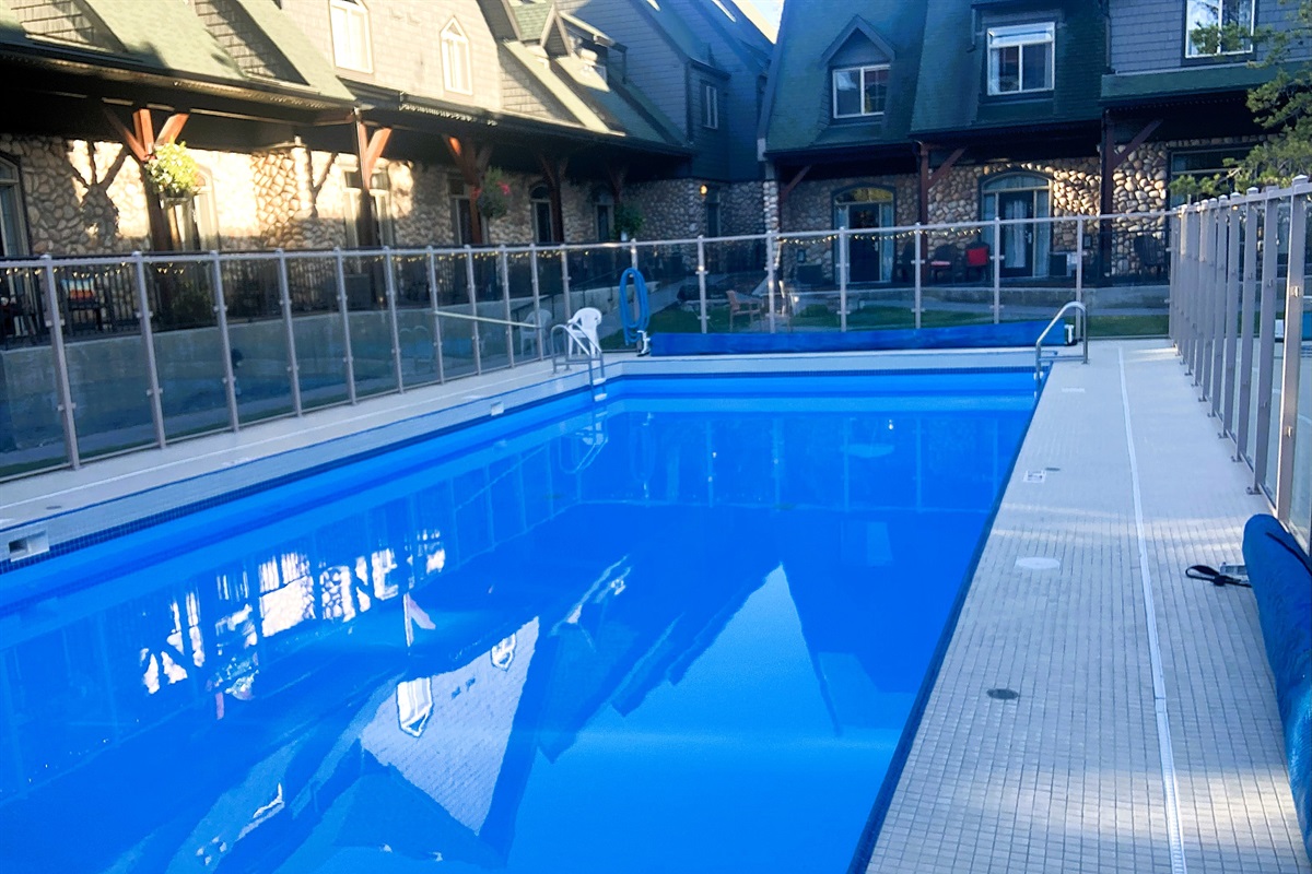 Largest outdoor swimming pool in Canmore located in a boutique resort with only 54 units. The open air pool is heated and gated, open all year. No lifeguard on duty, swim at your own risk.