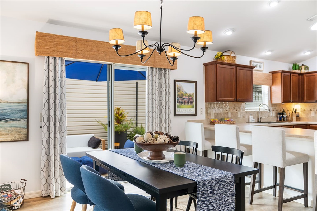 Stylish and comfortable dining area for 4 to enjoy meals together.