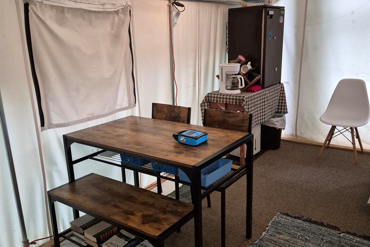 New Kitchen table for 4 with storage shelves