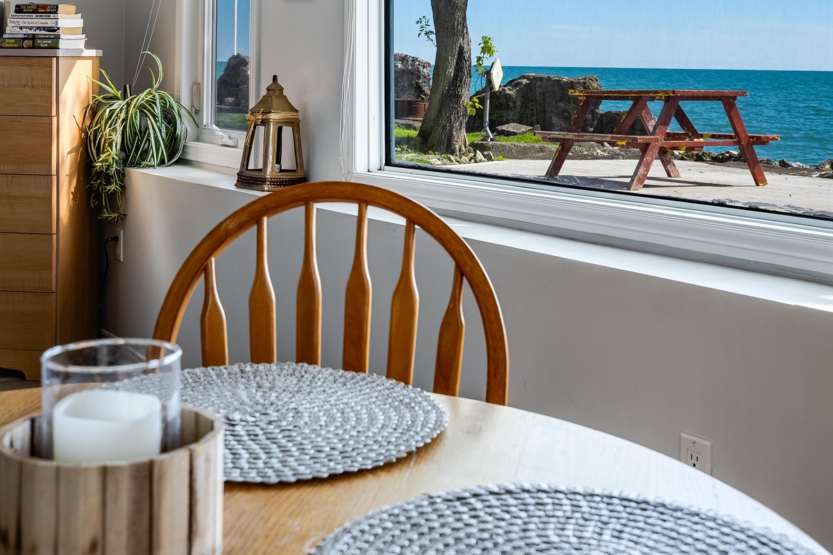 Bask in golden hour light from your lakefront living space