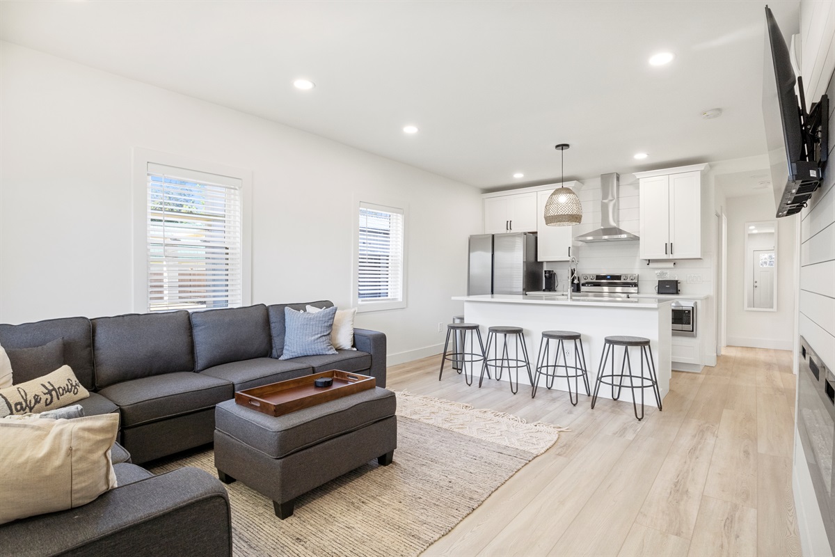 Living Room/Kitchen Open Floorplan. No Dining Table