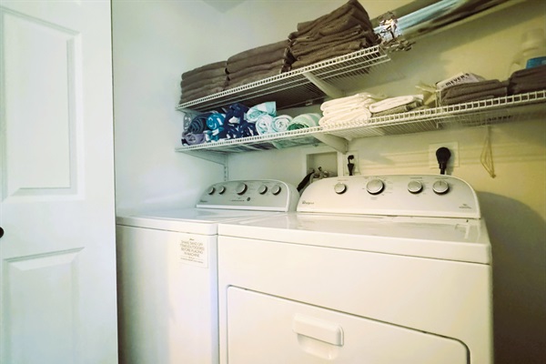 Towels and Washer/Dryer included with Rental
