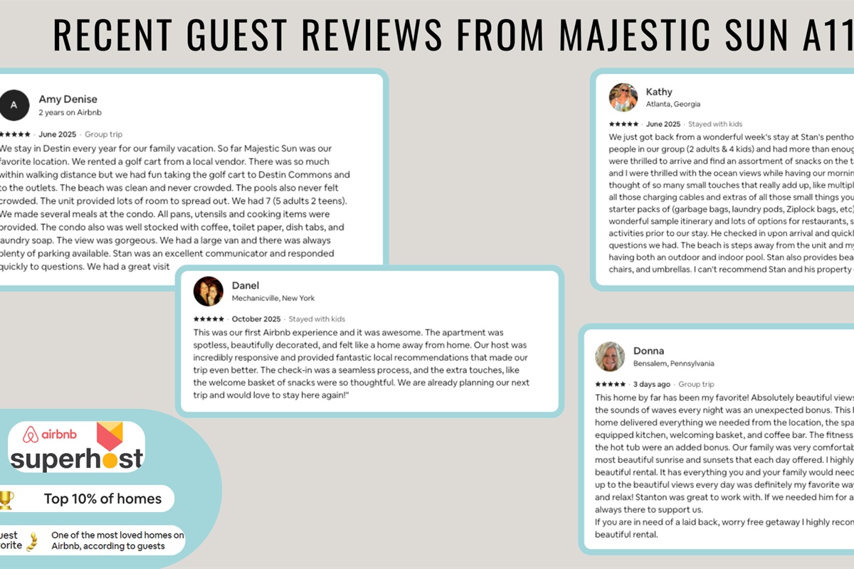 Recent reviews from happy guests show that you are in good hands!