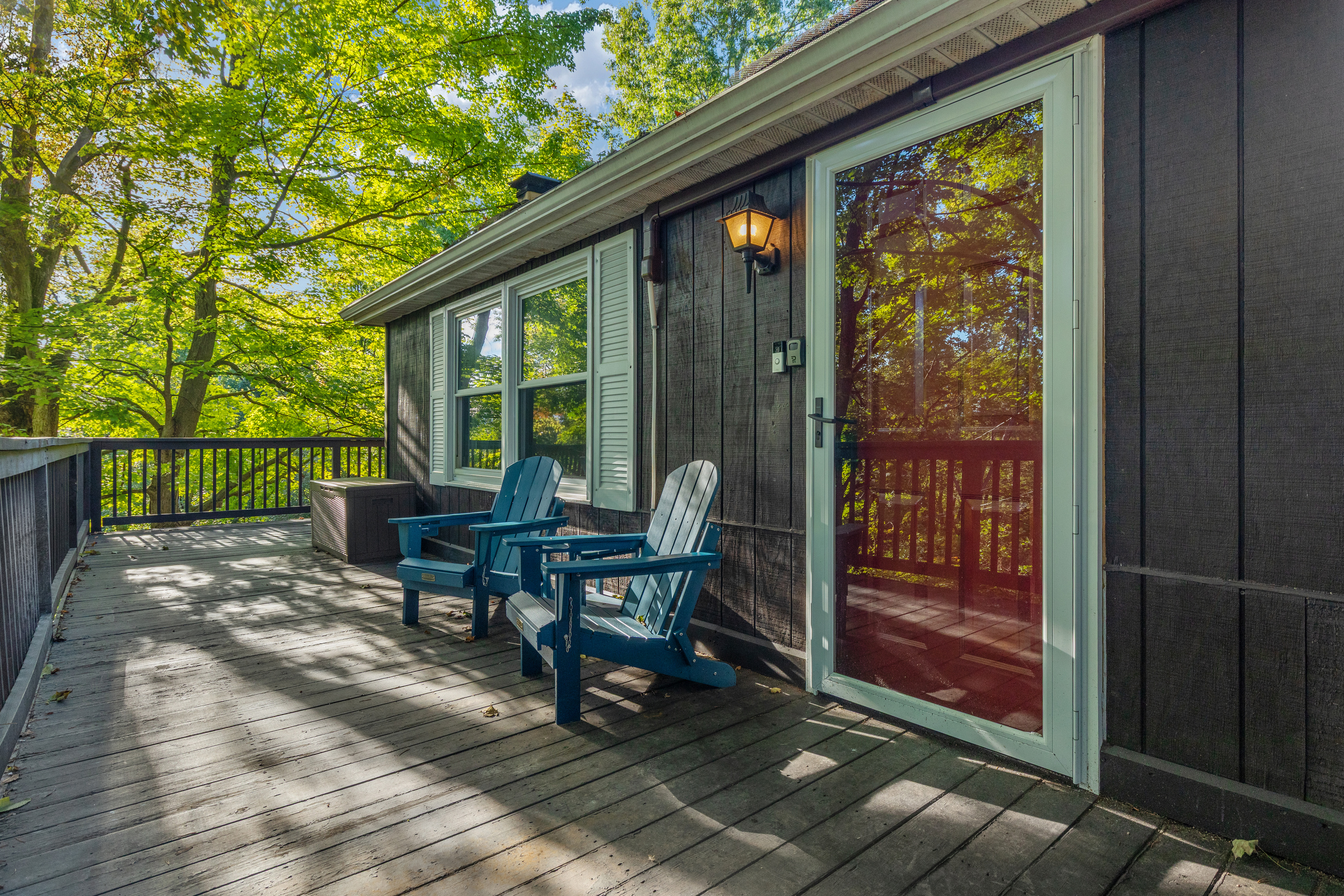 Too much going activity on the front desk, escape to the back deck for more peace