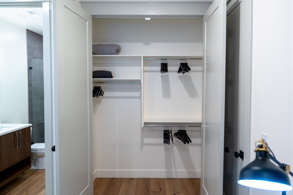 Walk-in closet off the primary bathroom.