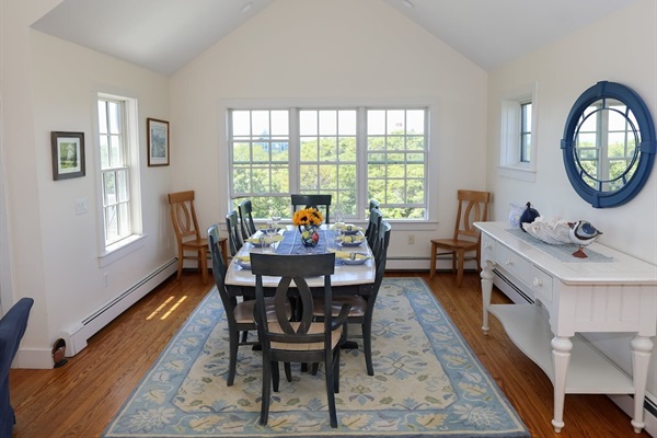 Inviting dining room with water views