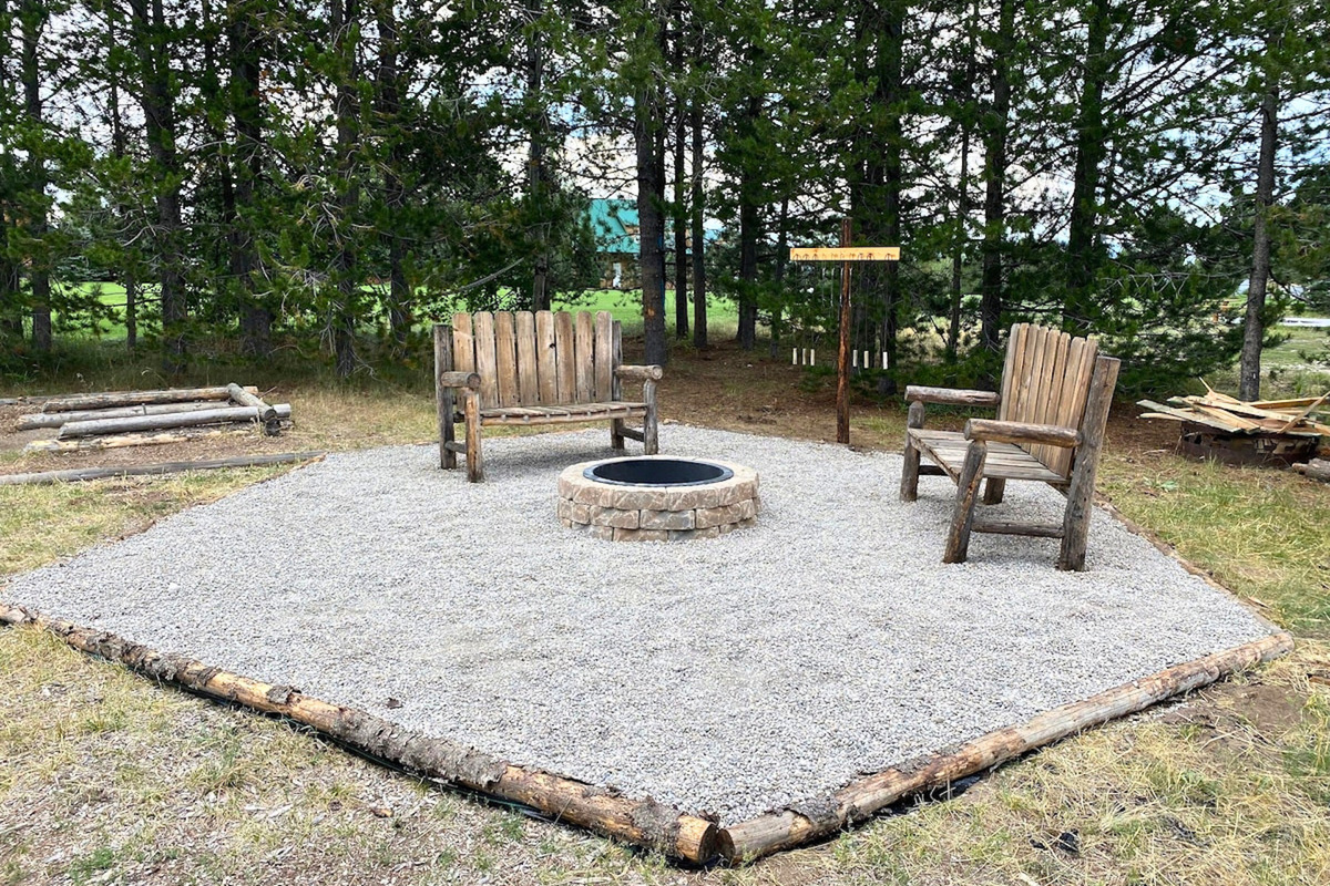 Enjoy roasting marshmallows around the inviting campfire.