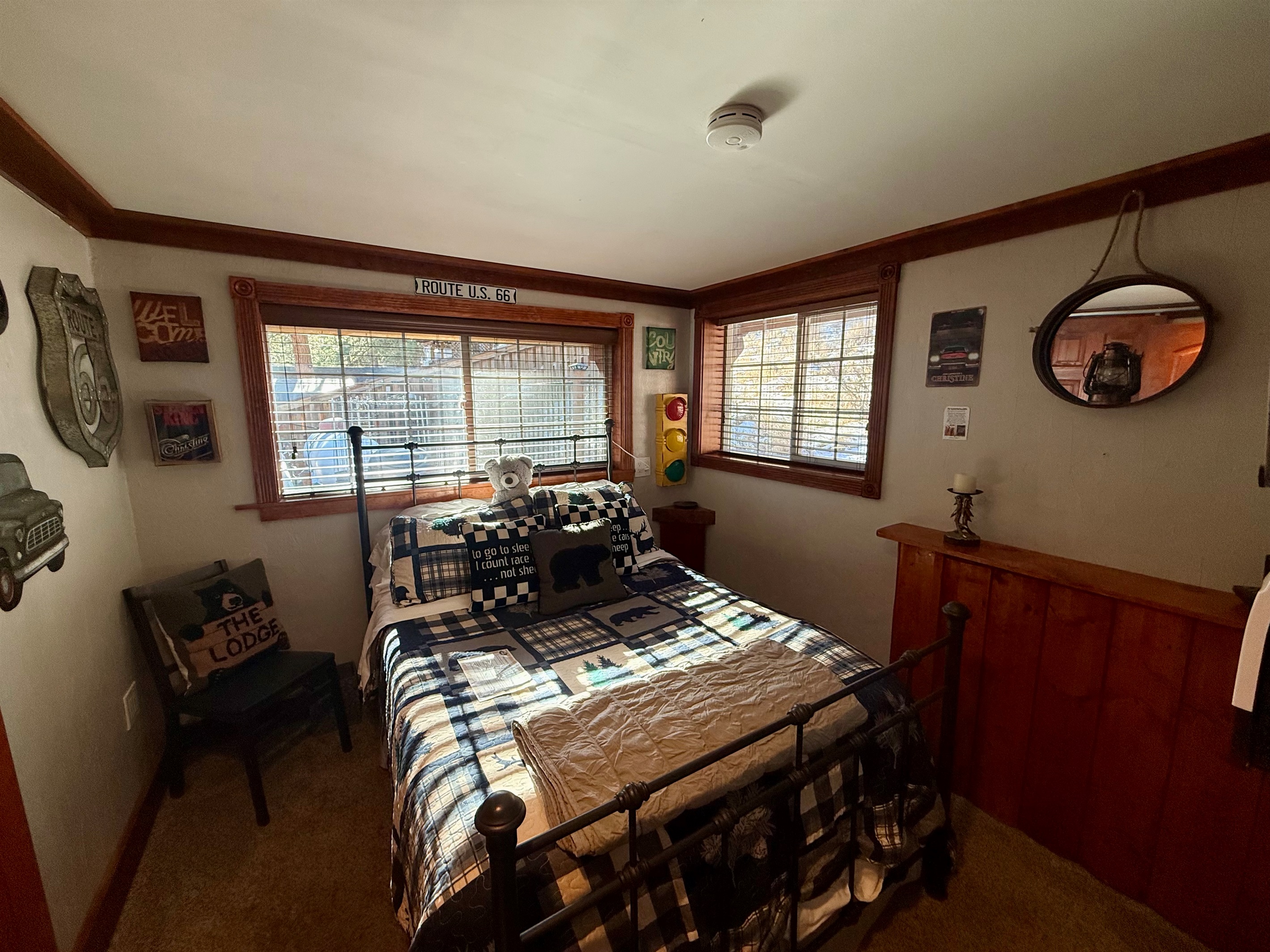 The Christine Room - a Route 66‑themed bedroom with vintage décor, full‑size bed, and fun retro touches.