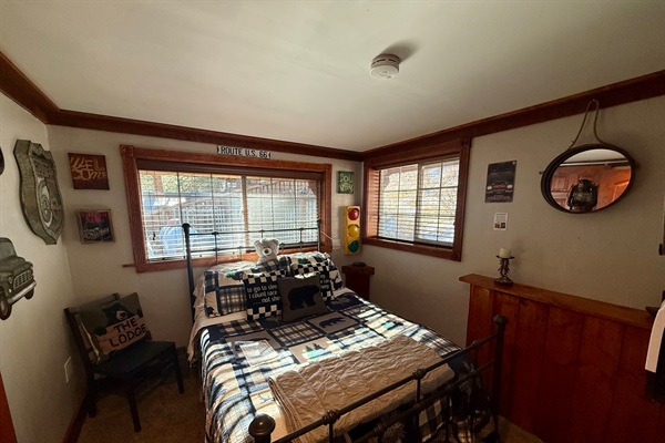 The Christine Room - a Route 66‑themed bedroom with vintage décor, full‑size bed, and fun retro touches.