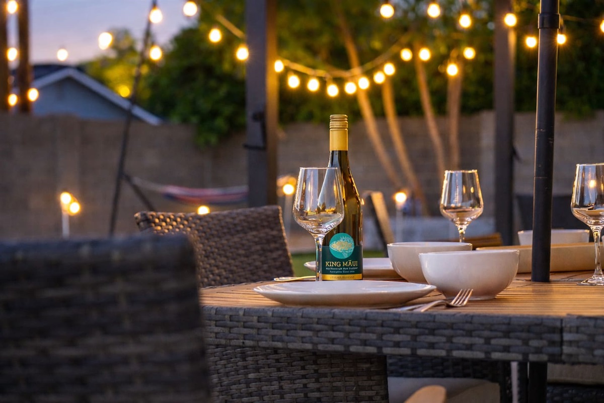 Dine under the glow—outdoor dining space perfect for evening meals, wine nights, and relaxed gatherings in your Scottsdale retreat