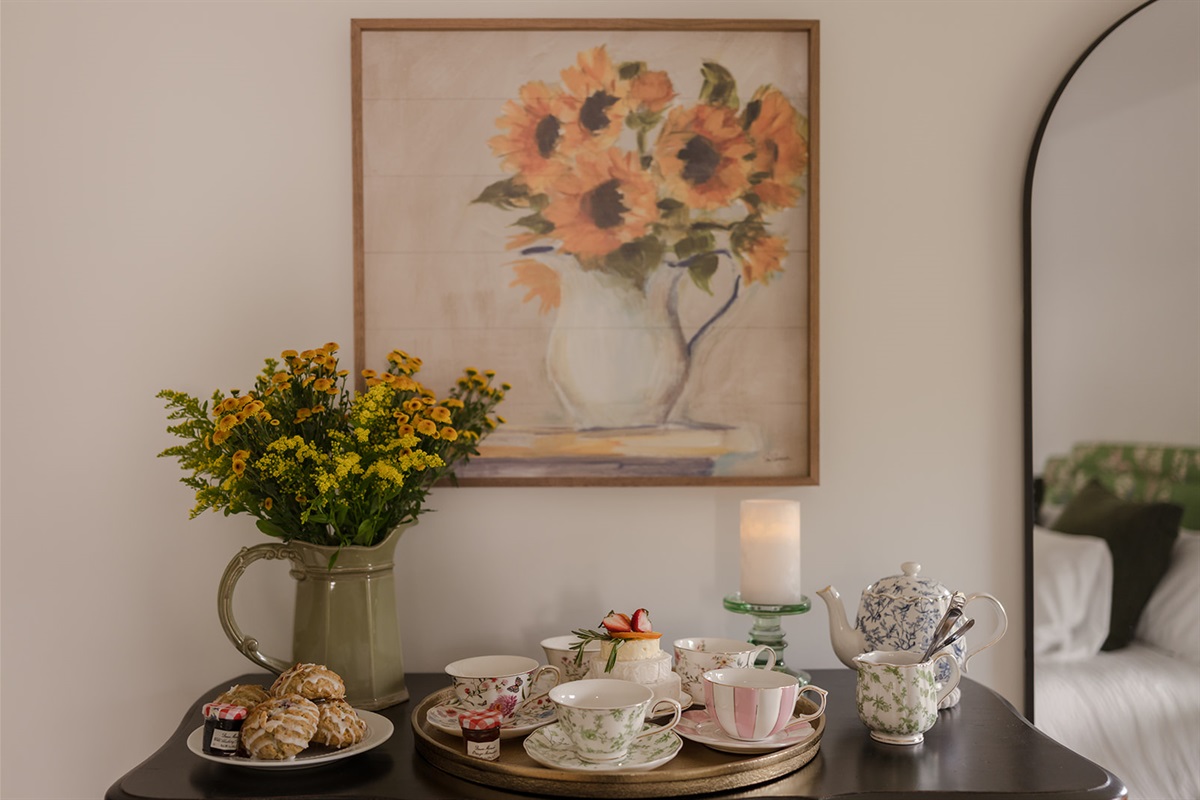 Sweet Treats and Tea on the Sun Deck off the Green Lady Suite