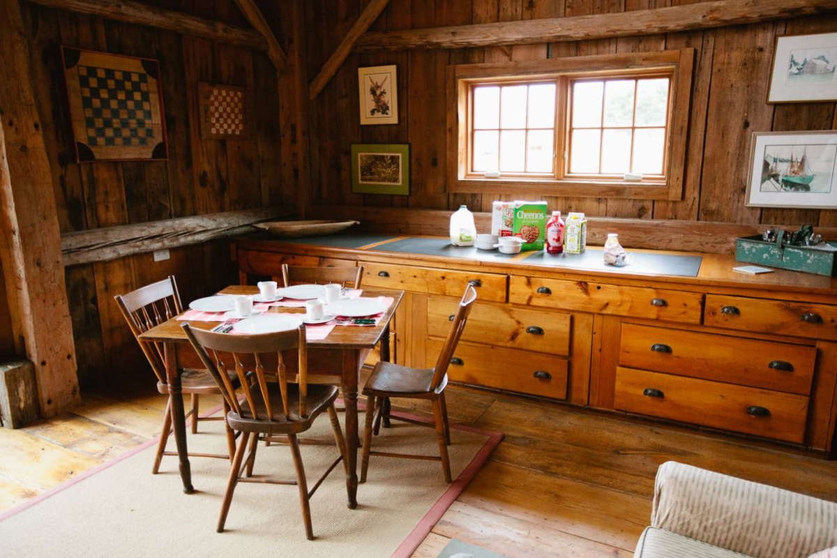 Breakfast buffet. Table for cards and games on rainy days or evenings.