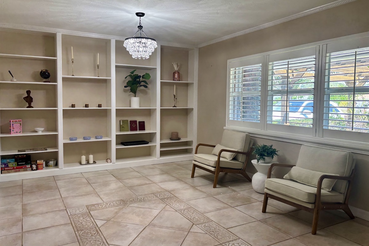 The front sitting room is the perfect place to enjoy your morning coffee or read a book.
