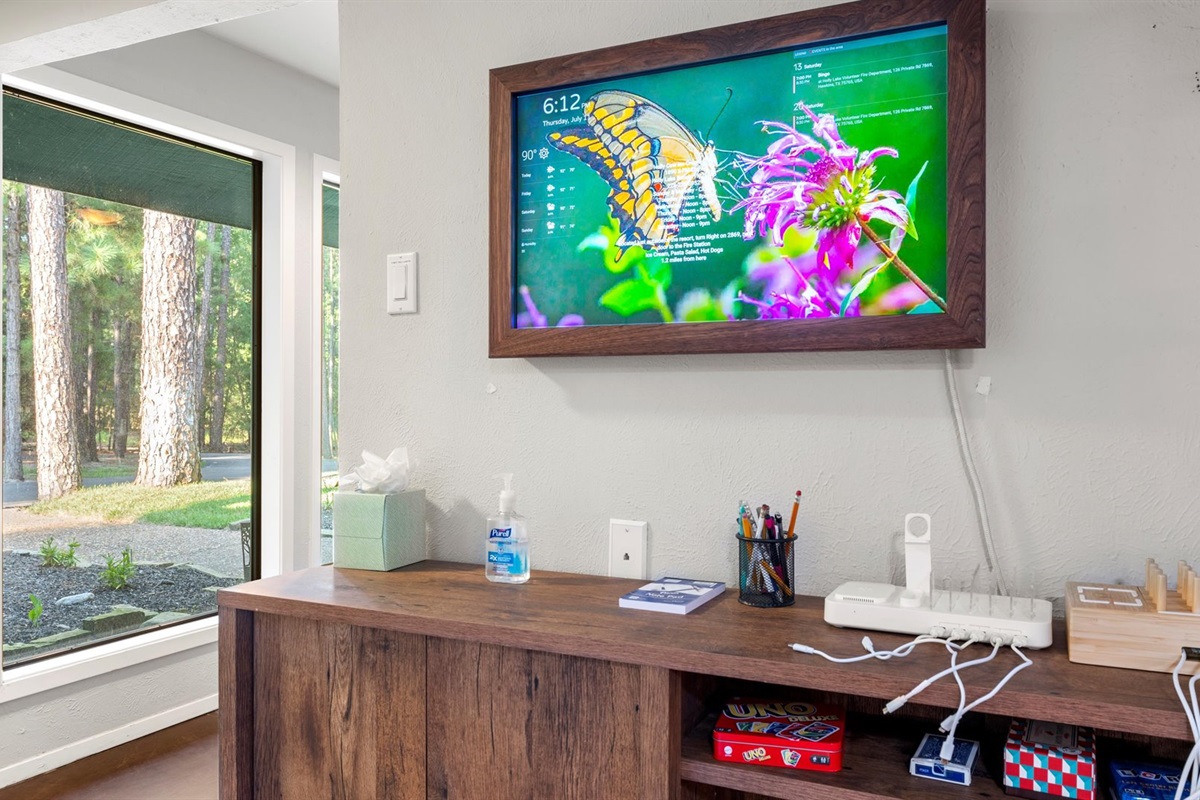 A convenient command center for our guests! Stay updated with real-time info on local activities, restaurants, weather, and more—ensuring you make the most of your stay with ease and comfort.