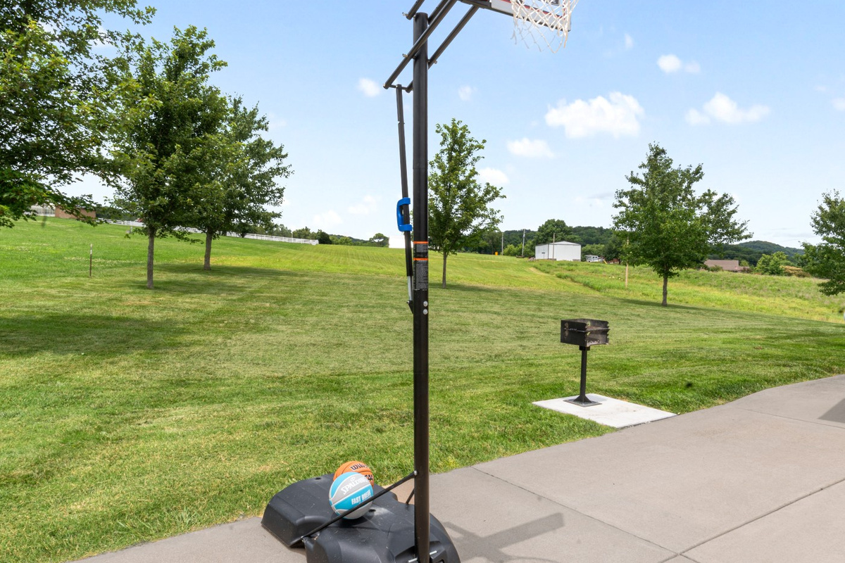 Challenge your family to a game of basketball, then fire up the charcoal grill for an outdoor cookout.