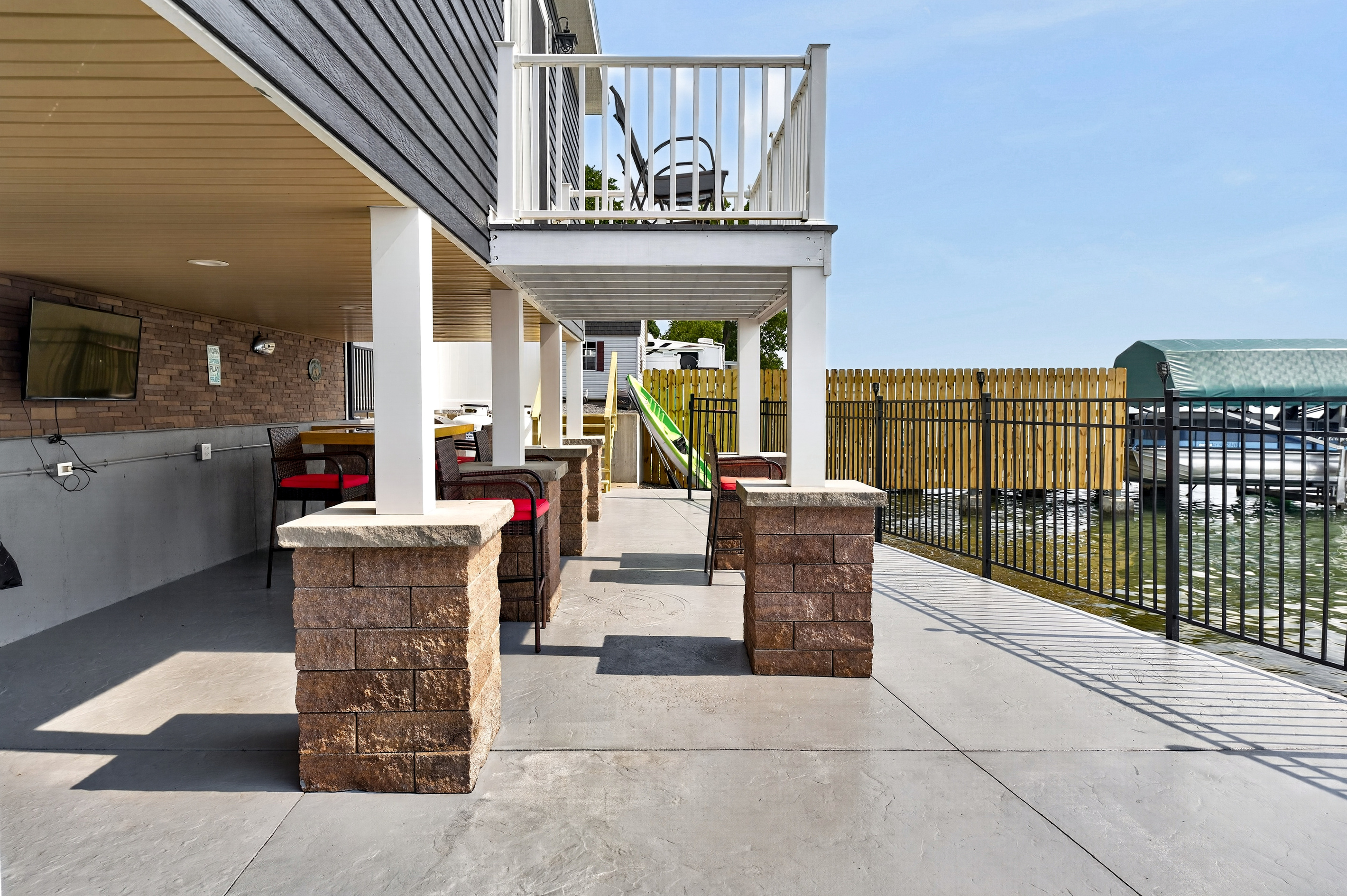 Covered walkway connecting the outdoor spaces