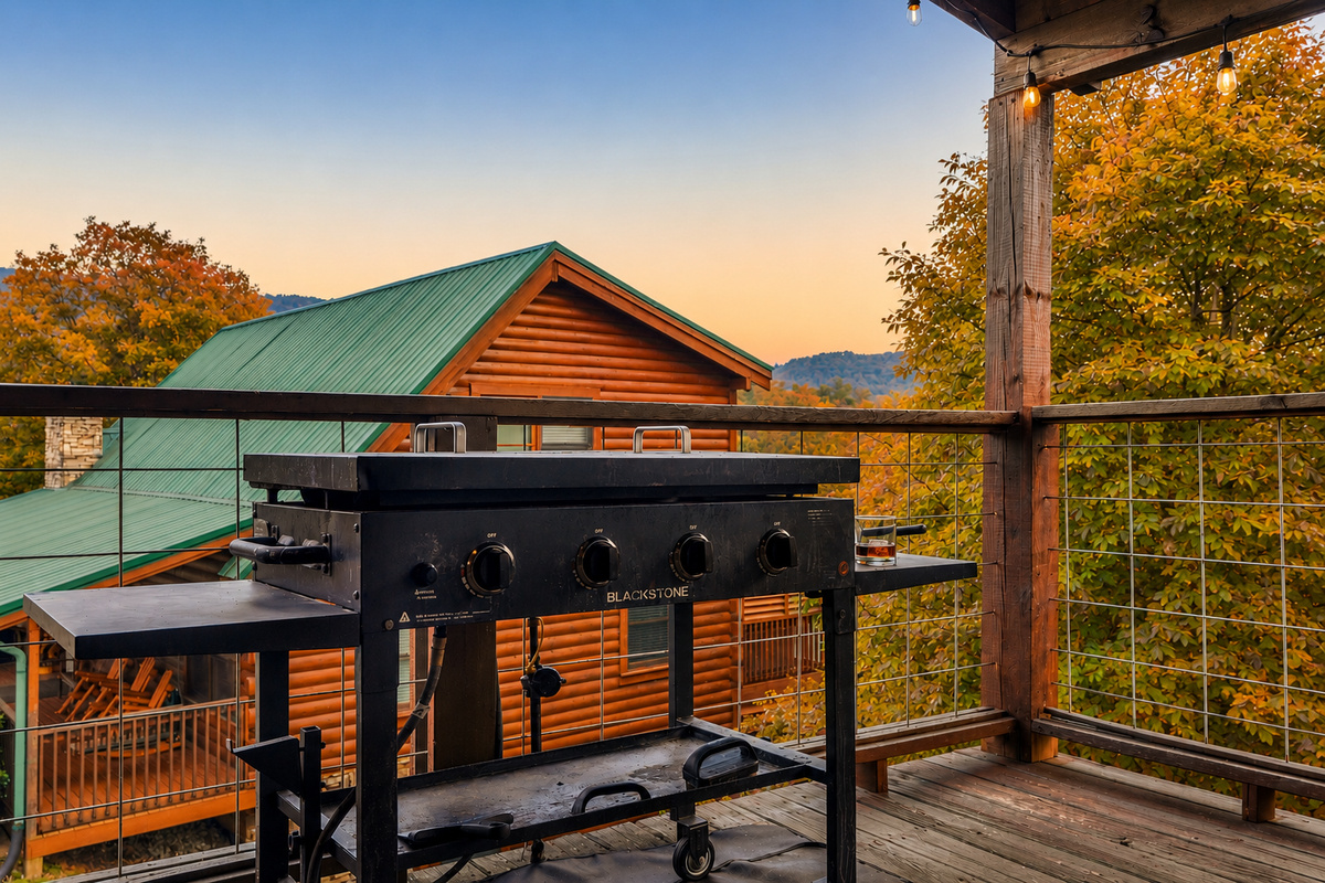 Main floor deck offers a Blackstone grill