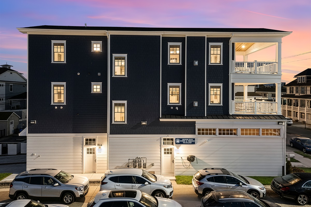 Exterior view of the property during night time