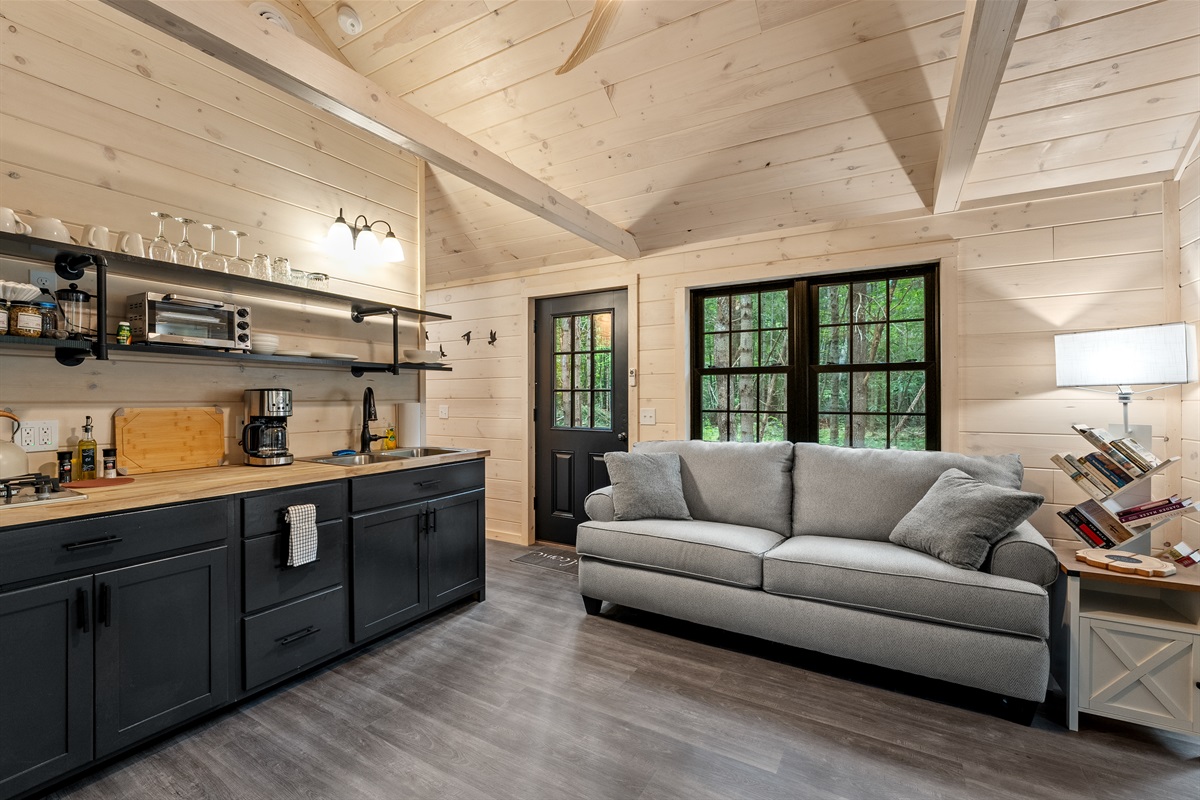 Spacious living and kitchen area