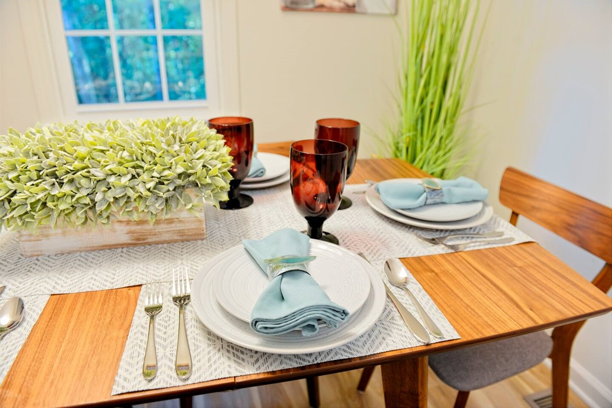 Gorgeous dishes, silverware, and glasses are included with your stay.