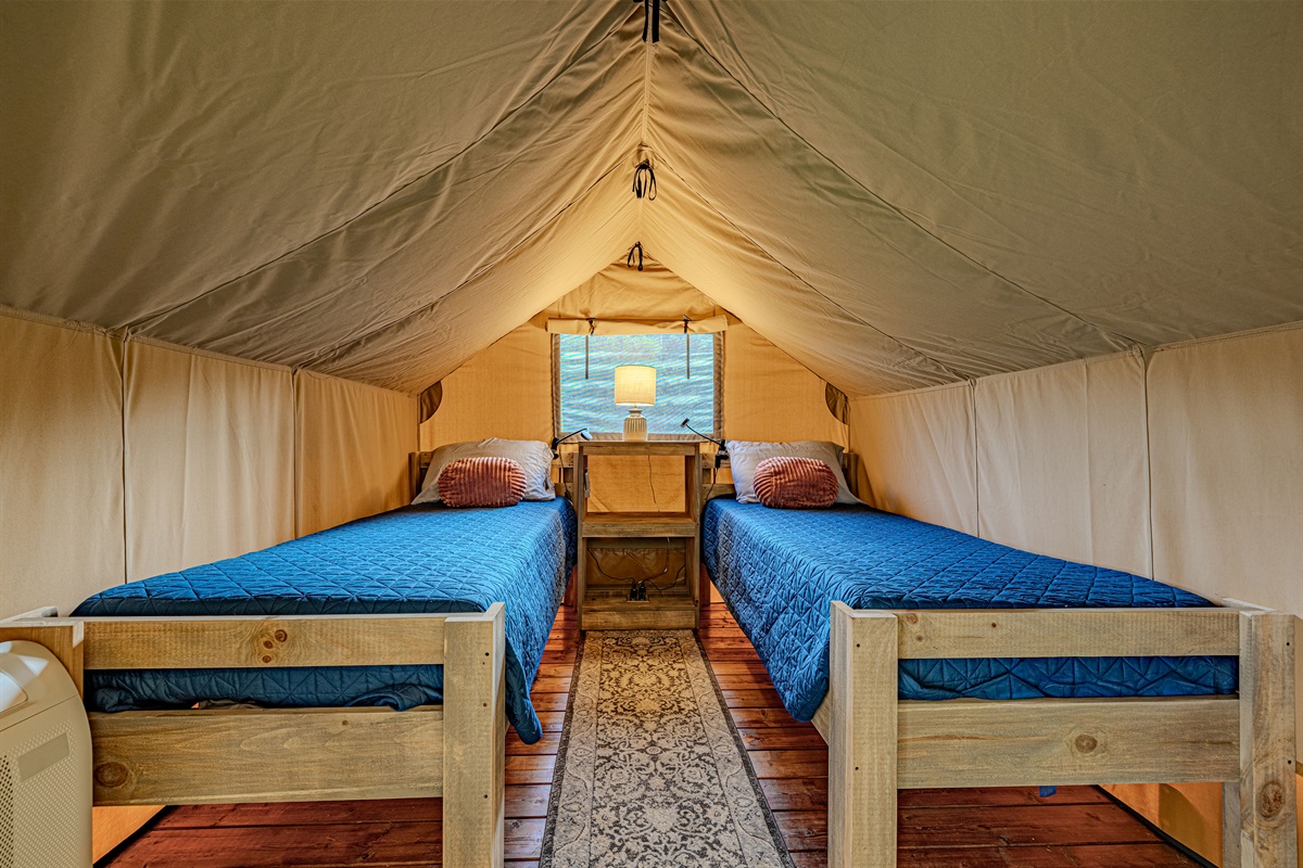 Our definition of glamping. Step inside and discover a beautiful, clean, and inviting space designed for maximum relaxation in the wilderness.