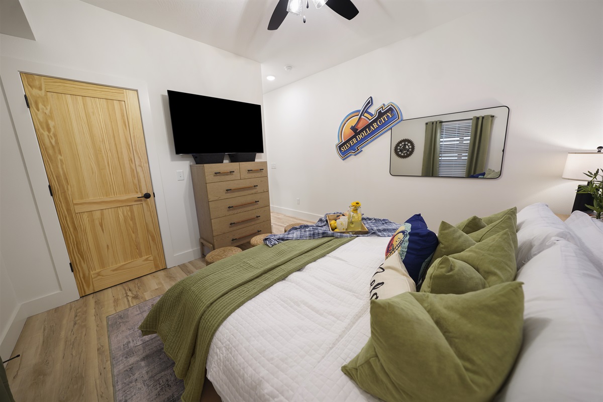 Large screen tv and attached ensuite bathroom