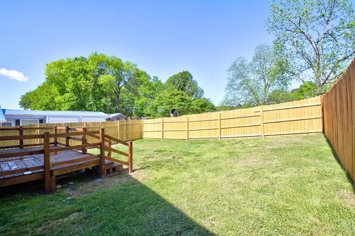 Fully enclosed backyard and deck