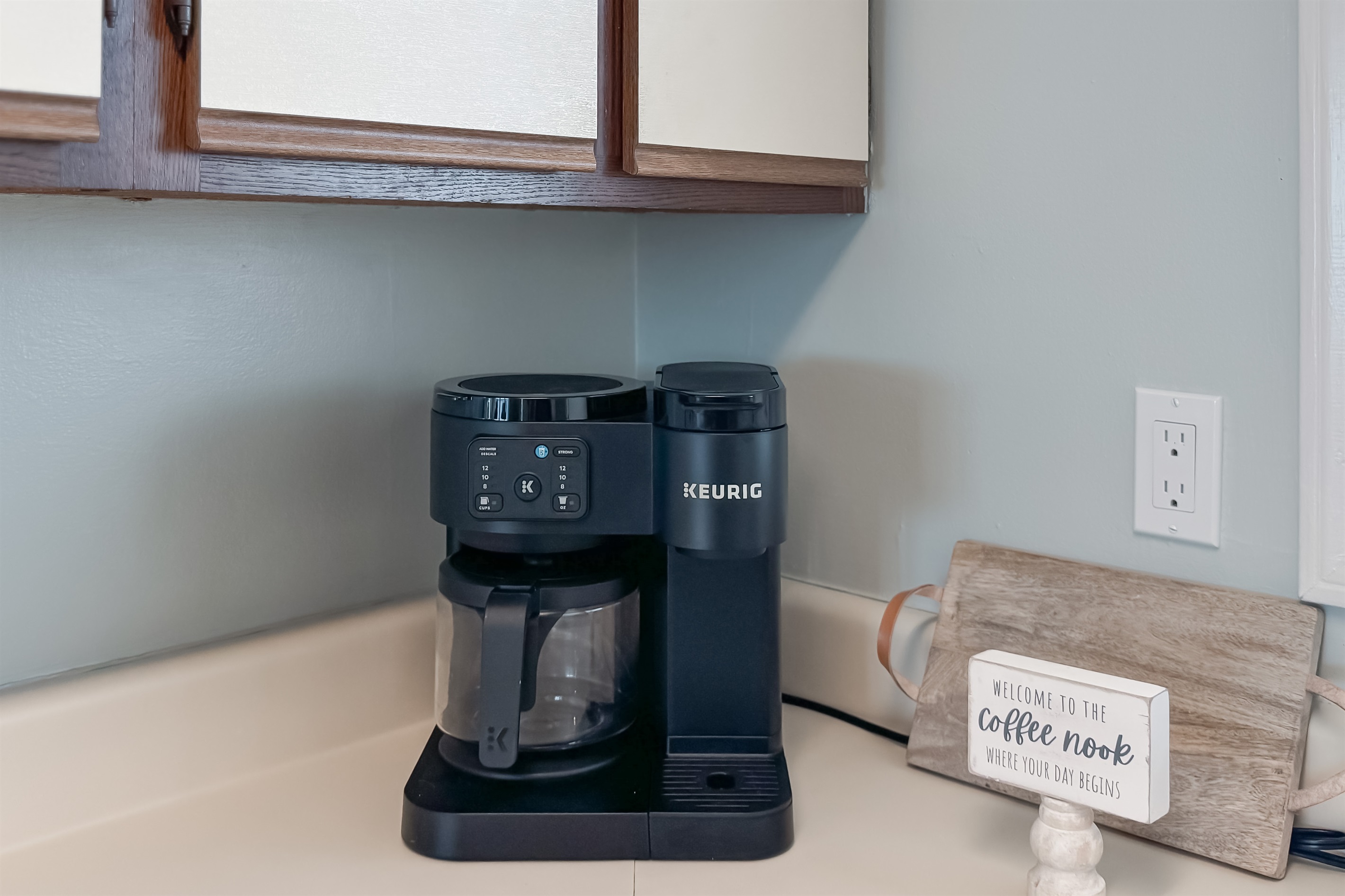 The heart of the home starts here. This kitchen countertop is ready to brew your favorite coffee and toast to a new day.