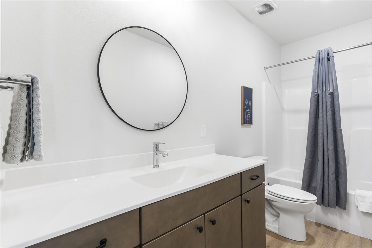Lower level guest bath. This would be the bathroom the bunk room would use.