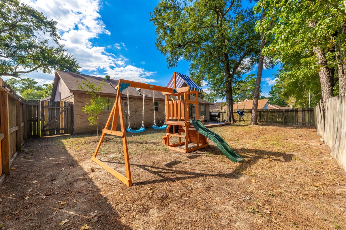 Kids will love the private playground – a safe, fun space for hours of outdoor entertainment.