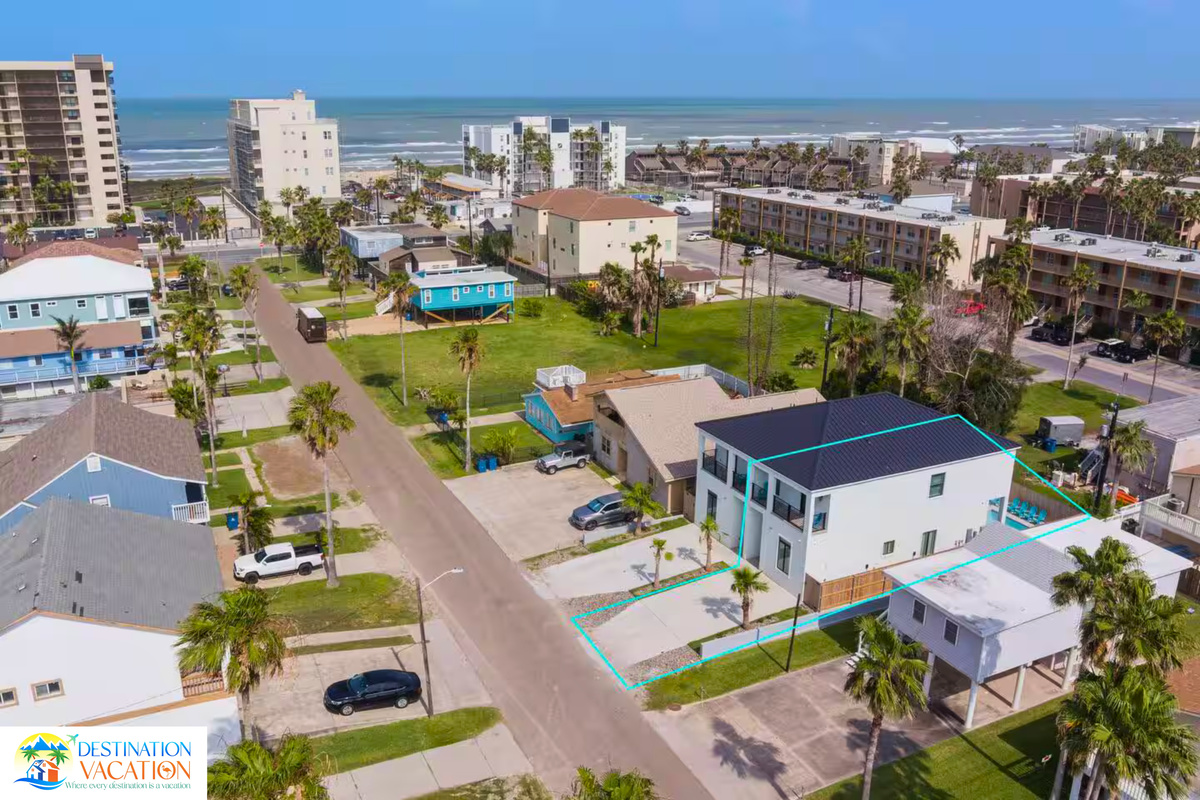 Aerial views showcase your stunning coastal neighborhood escape.