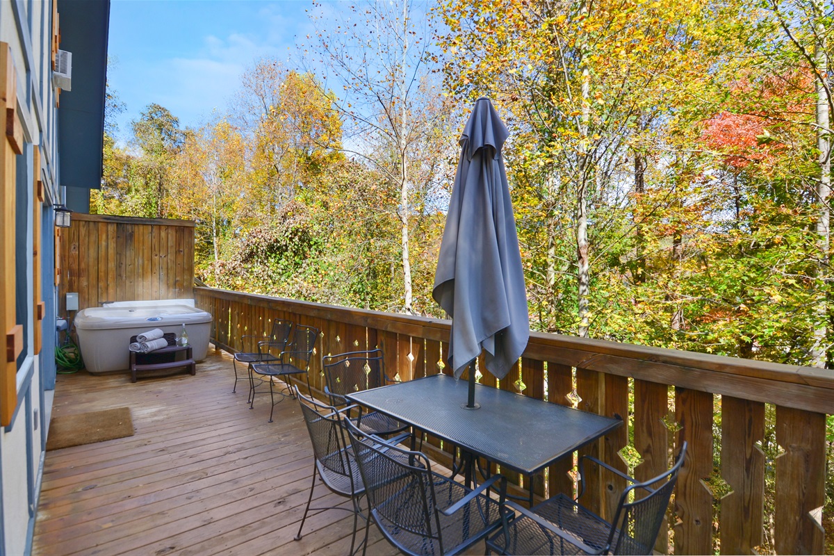 Enjoy the Hot Tub at The Alpine Bungalow, Downtown Helen, GA