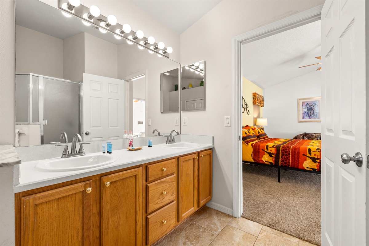 Looking back to the master suite from the bath.