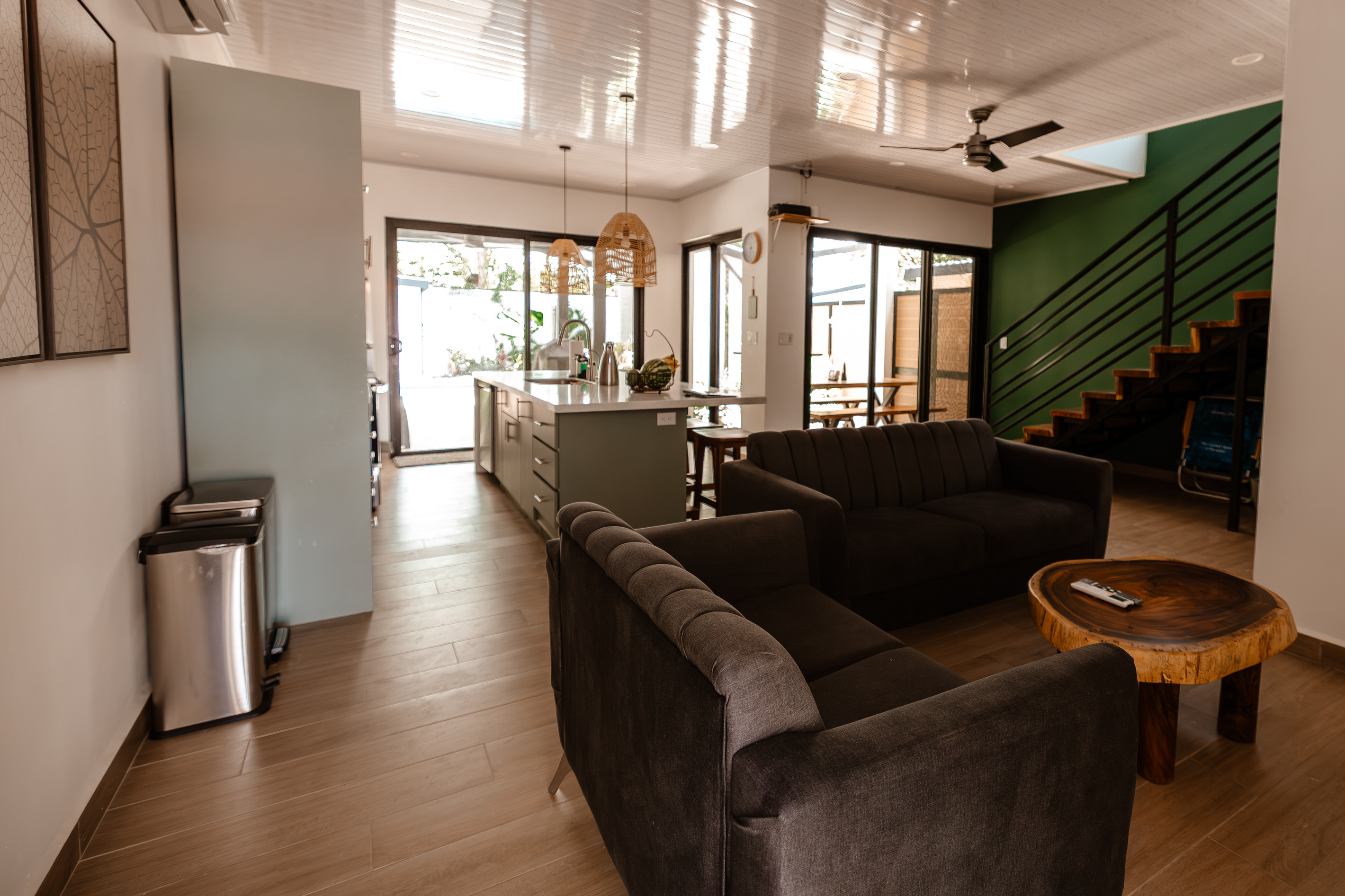 Spacious living room where you unwind after a surf.