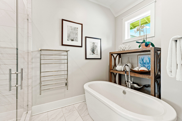 Master Bath - Shower and Soaking Tub - Heated Towel Bar