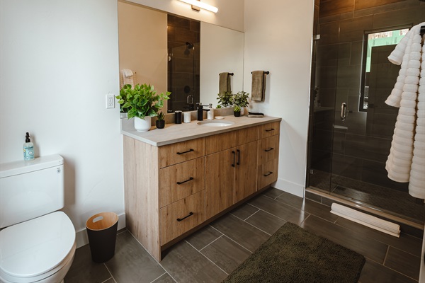 Heated floors throughout the townhome are great, but especially so in the bathrooms on cold mornings!