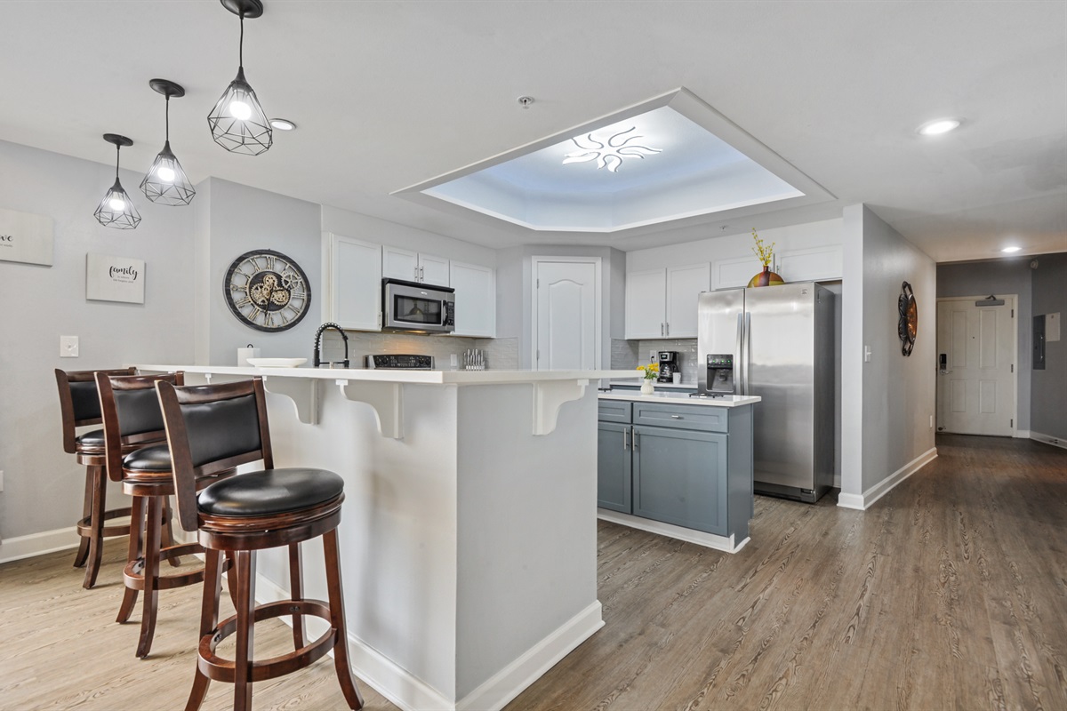 bar top and kitchen